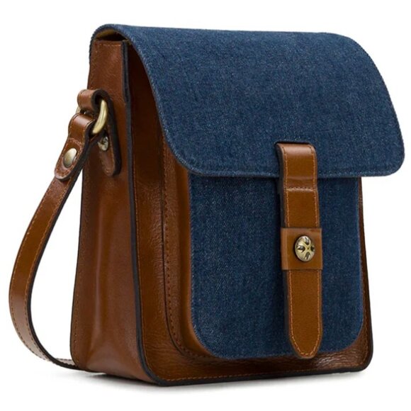 Patricia Nash Lari Denim & Leather Colorblock Crossbody Bag with Dust Bag - Picture 3 of 14